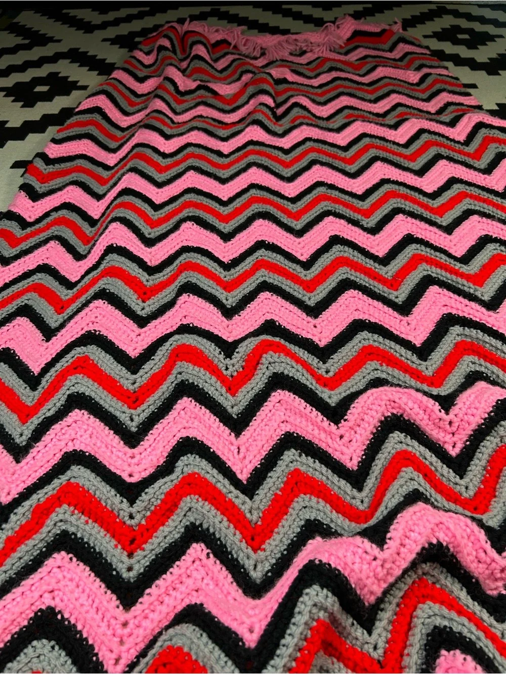 Funky long granny blanket!!